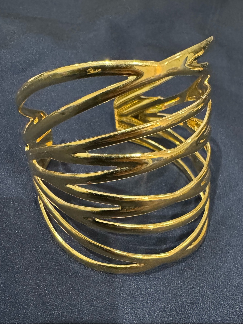 Gold Sculptural Spiral Cuff Bracelet - Women Jewelry